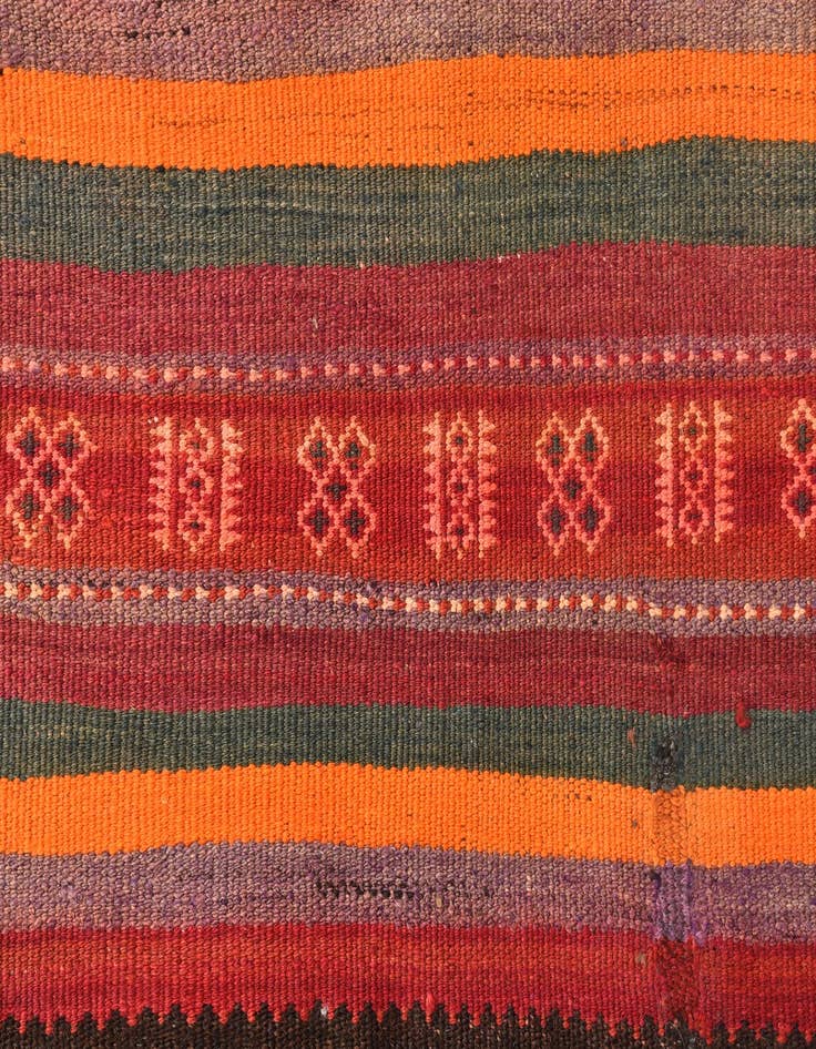 Detail image of 2' x 8' 5  Hand Woven Kilim Fars Wool Runner Rug