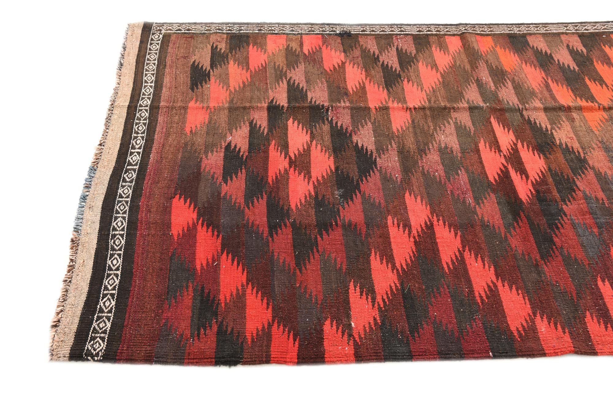 4' 2 x 11' 9 Hand Woven Kilim Fars Wool Runner Rug