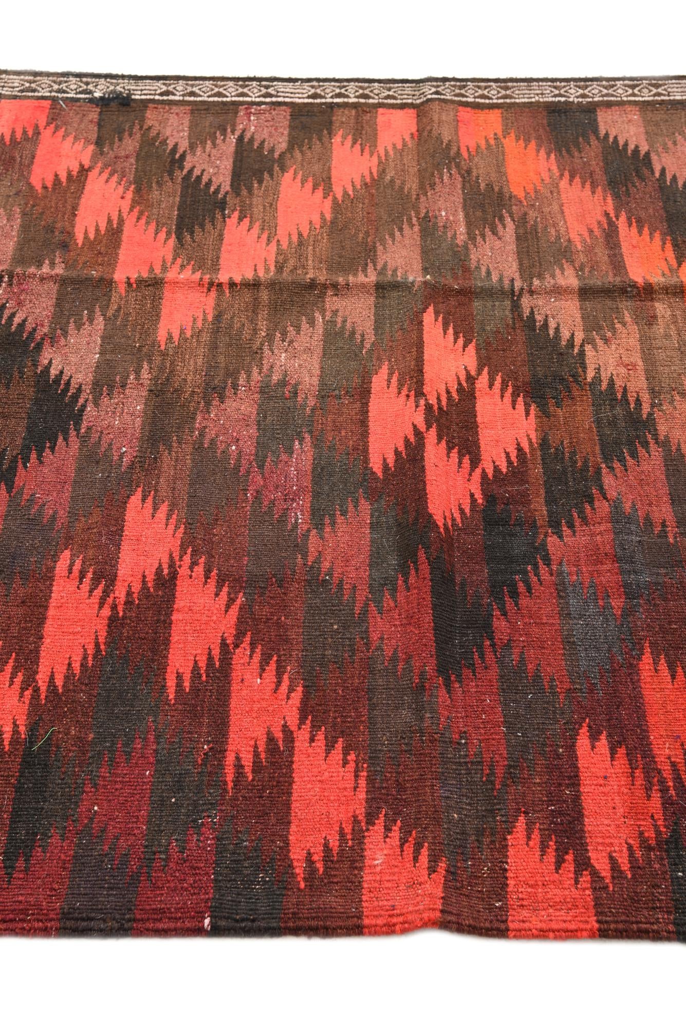 4' 2 x 11' 9 Hand Woven Kilim Fars Wool Runner Rug