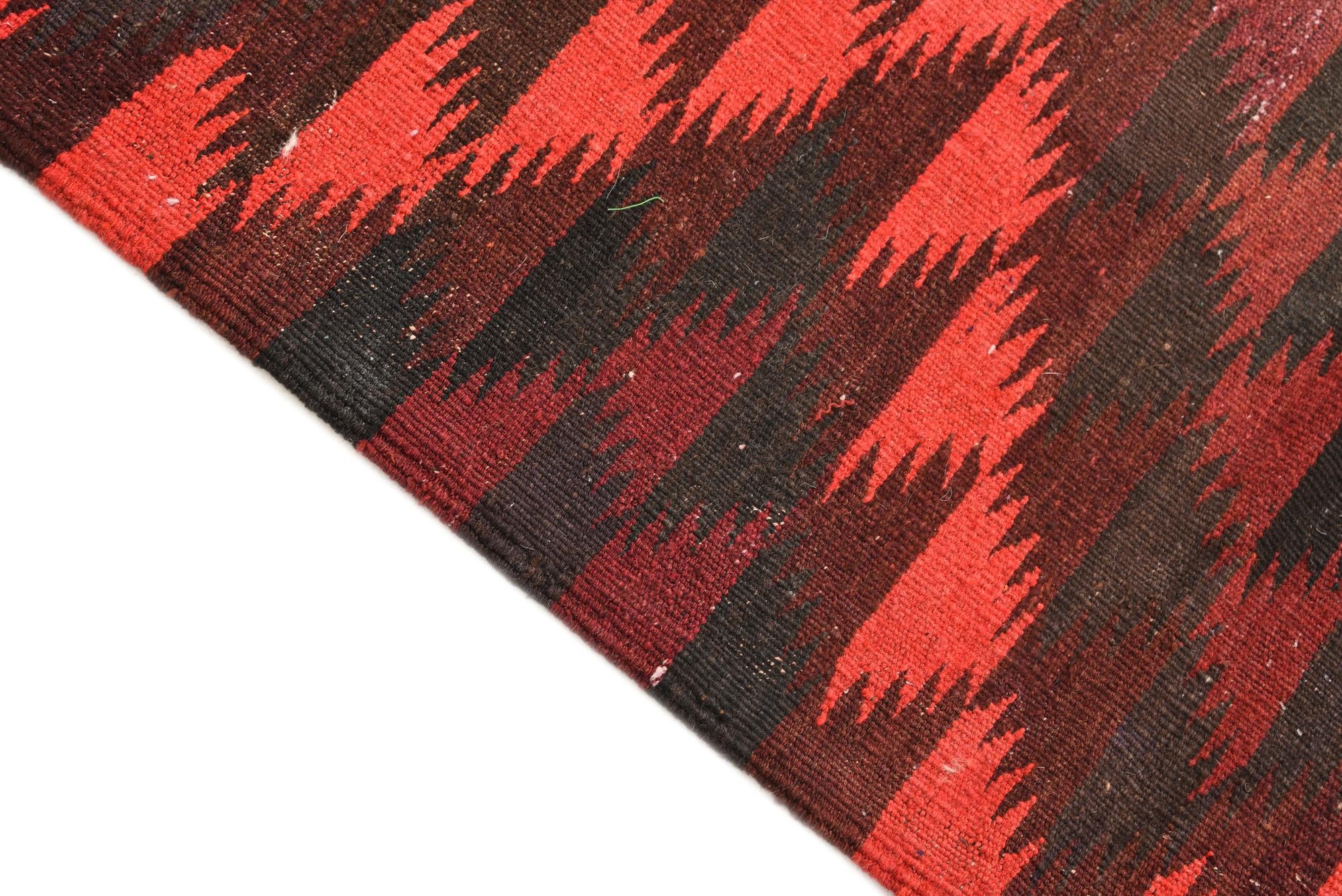 4' 2 x 11' 9 Hand Woven Kilim Fars Wool Runner Rug