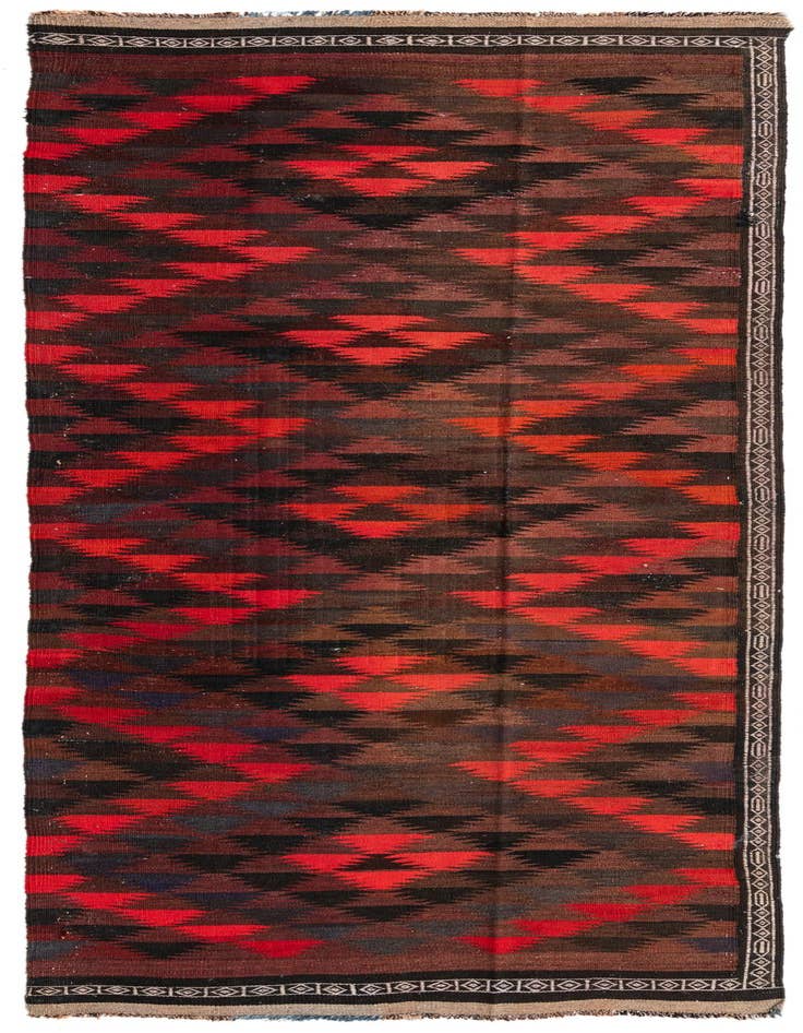 Detail image of 4' 2 x 11' 9 Hand Woven Kilim Fars Wool Runner Rug