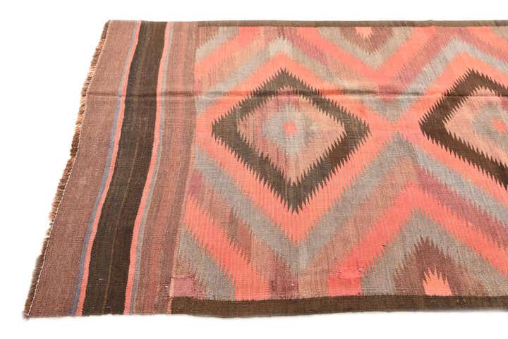 4' 4 x 11' 10 Hand Woven Kilim Fars Wool Runner Rug