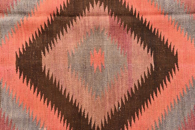Detail image of 4' 4 x 11' 10 Hand Woven Kilim Fars Wool Runner Rug