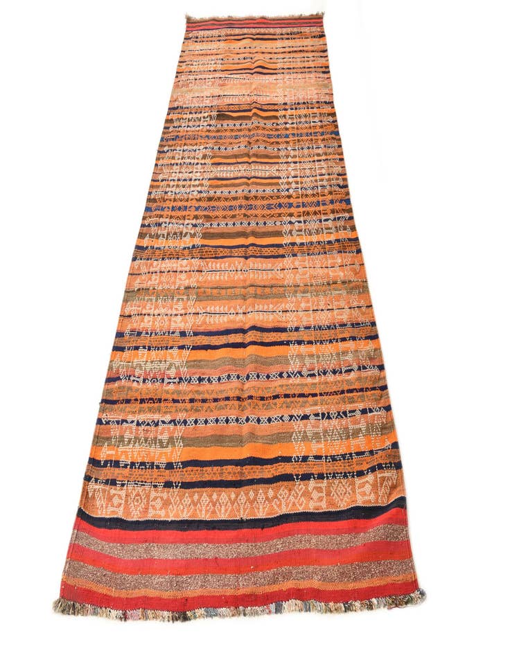 Detail image of 3' 10 x 10' 2  Hand Woven Kilim Fars Wool Runner Rug