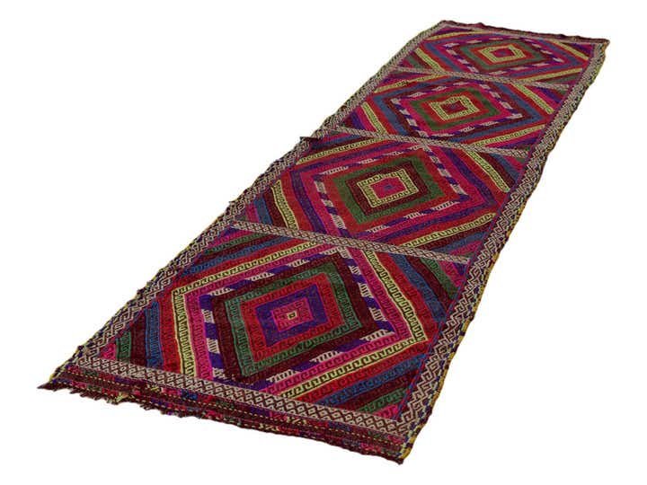 2' 2 x 8' 7 Hand Woven Kilim Fars Wool Runner Rug