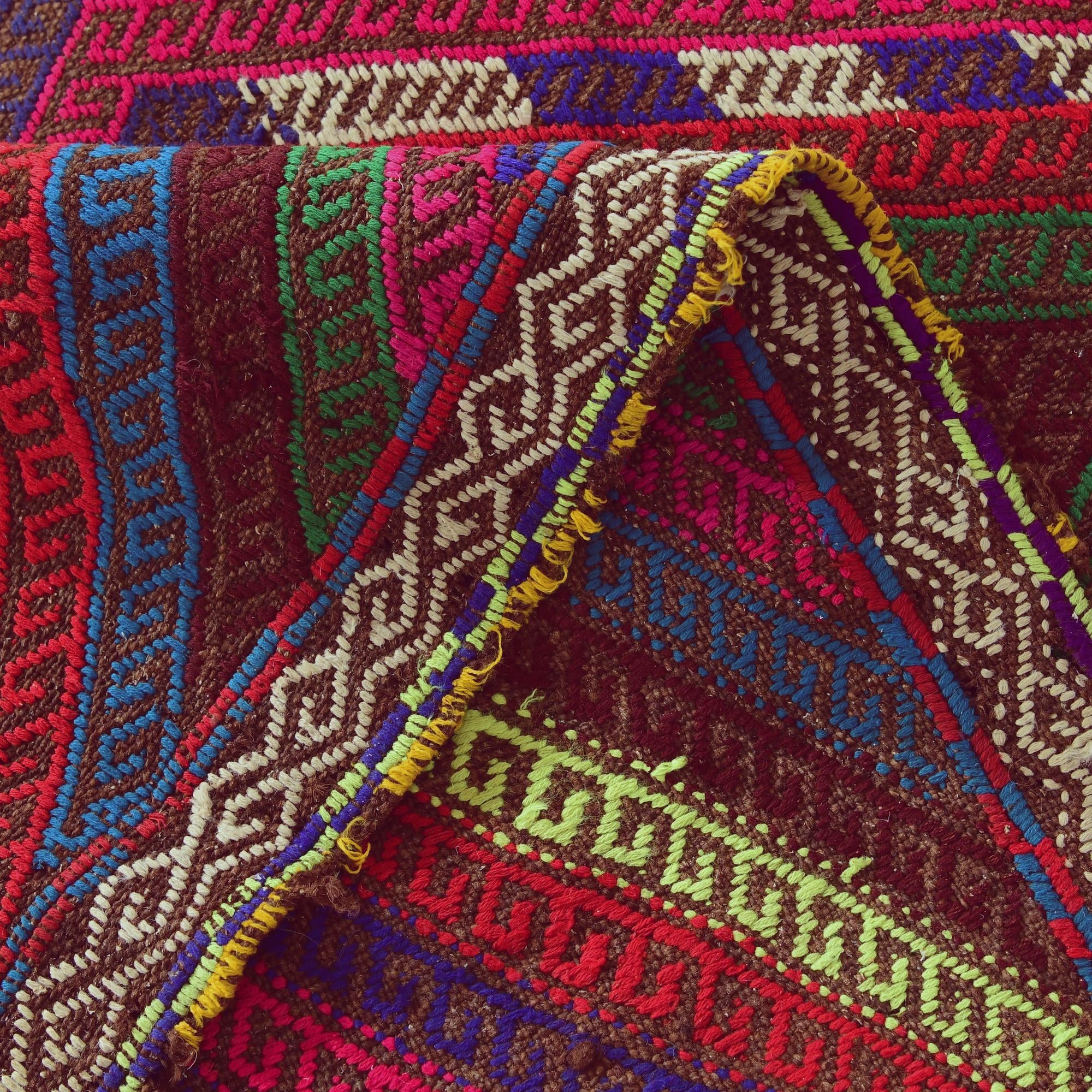 2' 2 x 8' 7 Hand Woven Kilim Fars Wool Runner Rug