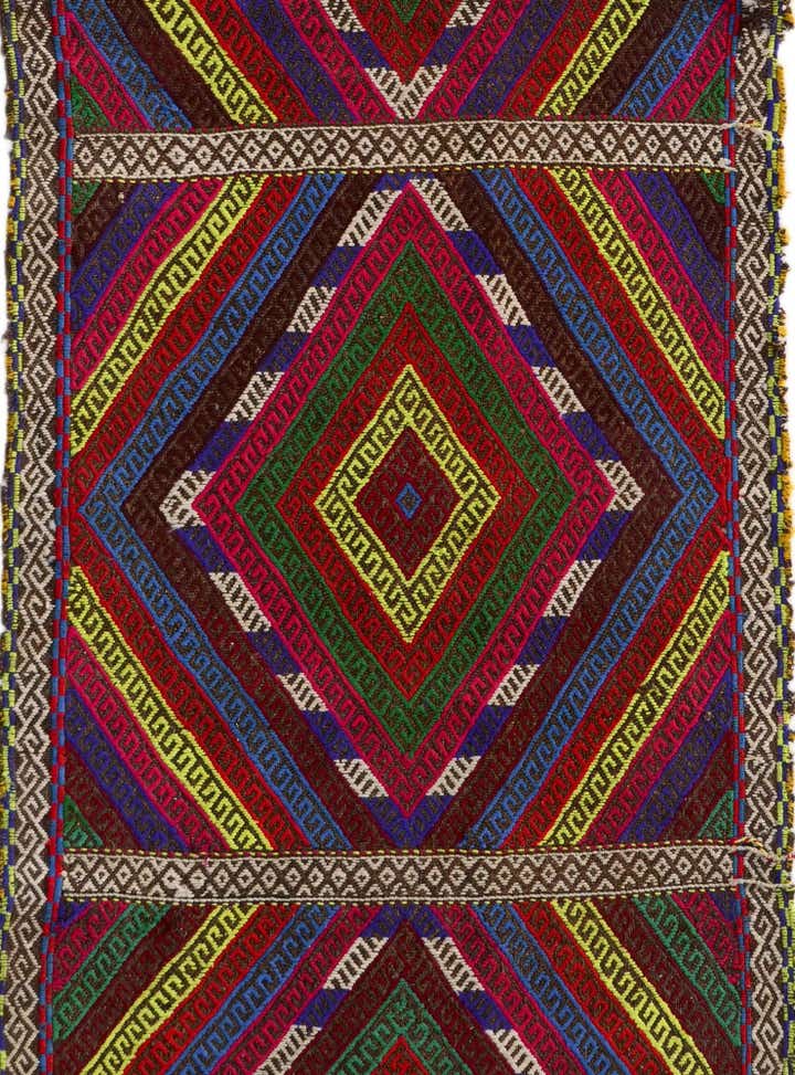 2' 2 x 8' 7 Hand Woven Kilim Fars Wool Runner Rug