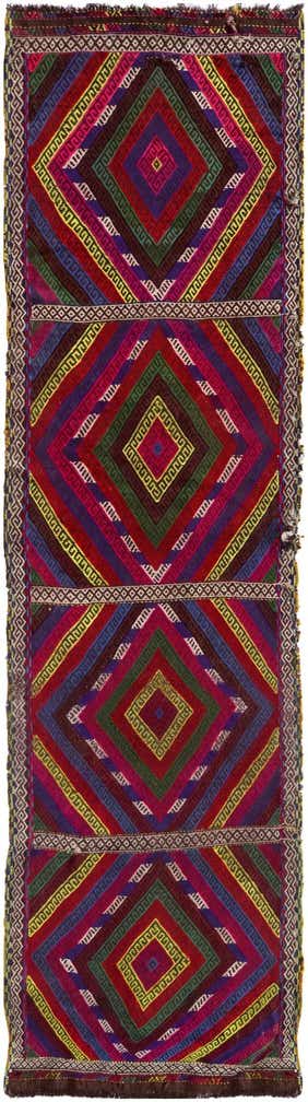 2' 2 x 8' 7 Hand Woven Kilim Fars Wool Runner Rug
