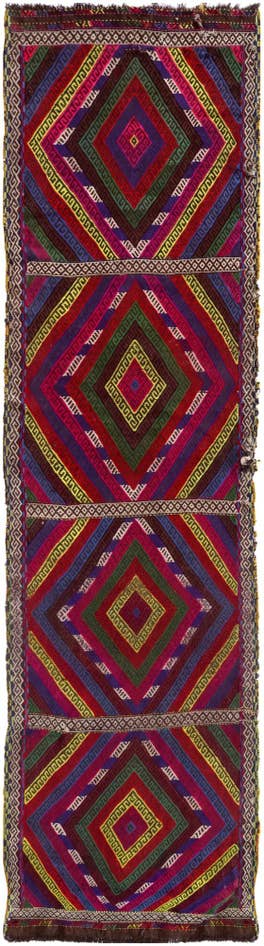Detail image of 2' 2 x 8' 7 Hand Woven Kilim Fars Wool Runner Rug