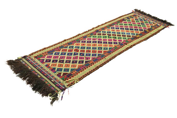 Detail image of 2' 5 x 8' 9 Hand Woven Kilim Fars Wool Runner Rug