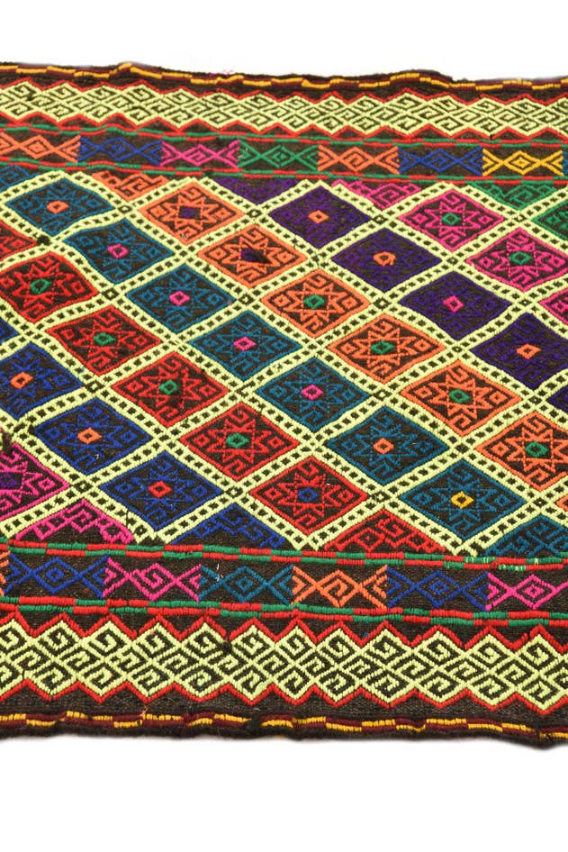 Detail image of 2' 5 x 8' 9 Hand Woven Kilim Fars Wool Runner Rug
