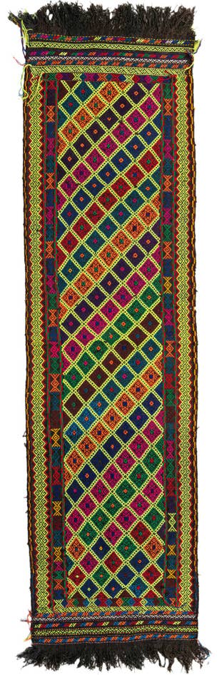 Detail image of 2' 5 x 8' 9 Hand Woven Kilim Fars Wool Runner Rug