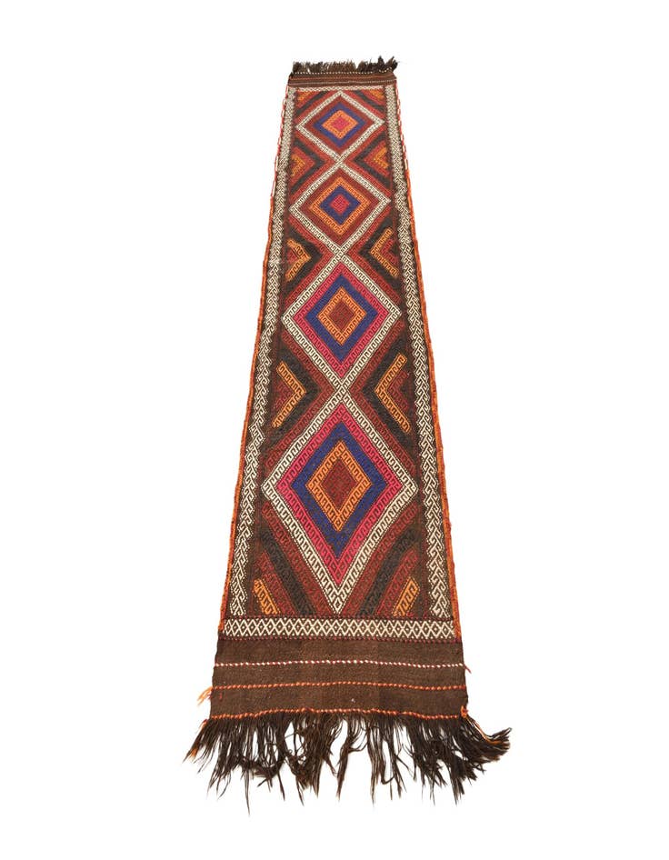 Detail image of 2' 4 x 9' 1  Hand Woven Kilim Fars Wool Runner Rug