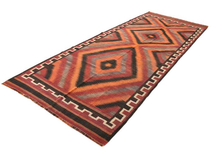 5' x 12' 4 Hand Woven Kilim Fars Wool Runner Rug