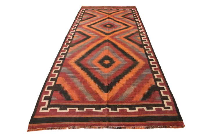 5' x 12' 4 Hand Woven Kilim Fars Wool Runner Rug