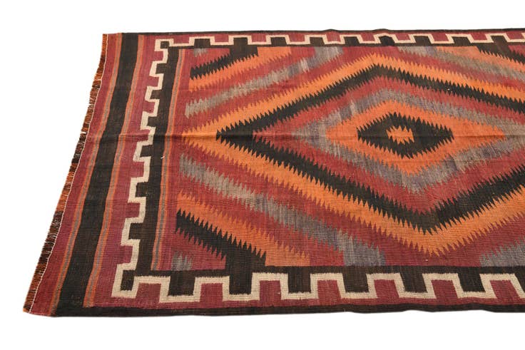 Detail image of 5' x 12' 4 Hand Woven Kilim Fars Wool Runner Rug
