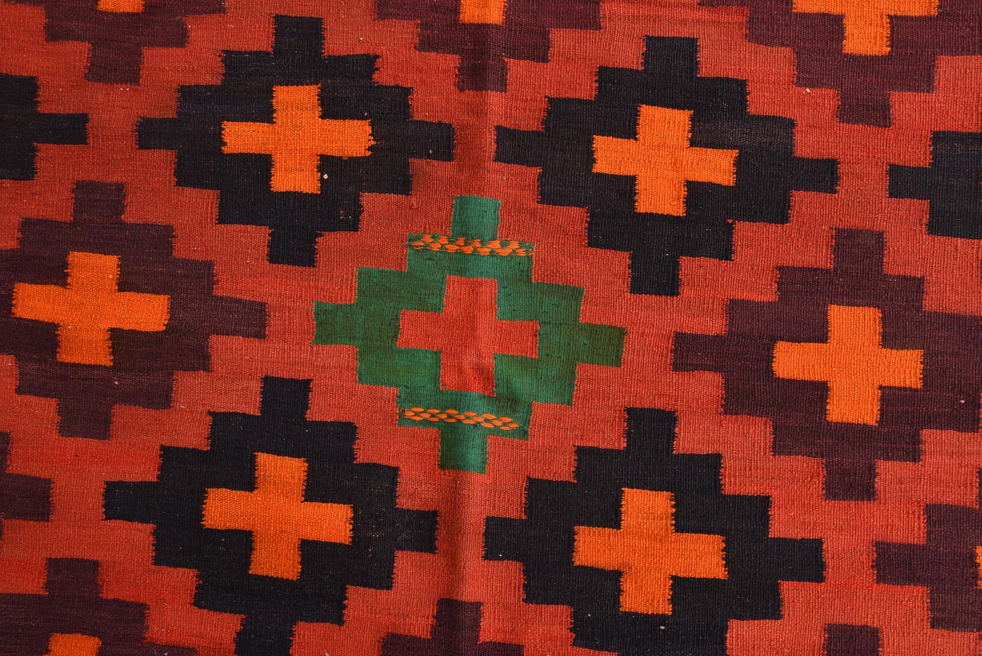 5' 7 x 11' 5 Hand Woven Kilim Fars Wool Runner Rug