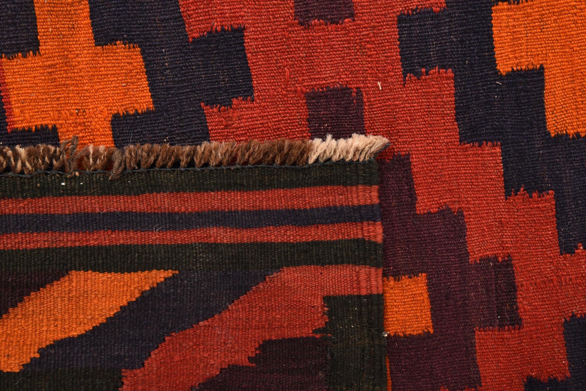 5' 7 x 11' 5 Hand Woven Kilim Fars Wool Runner Rug