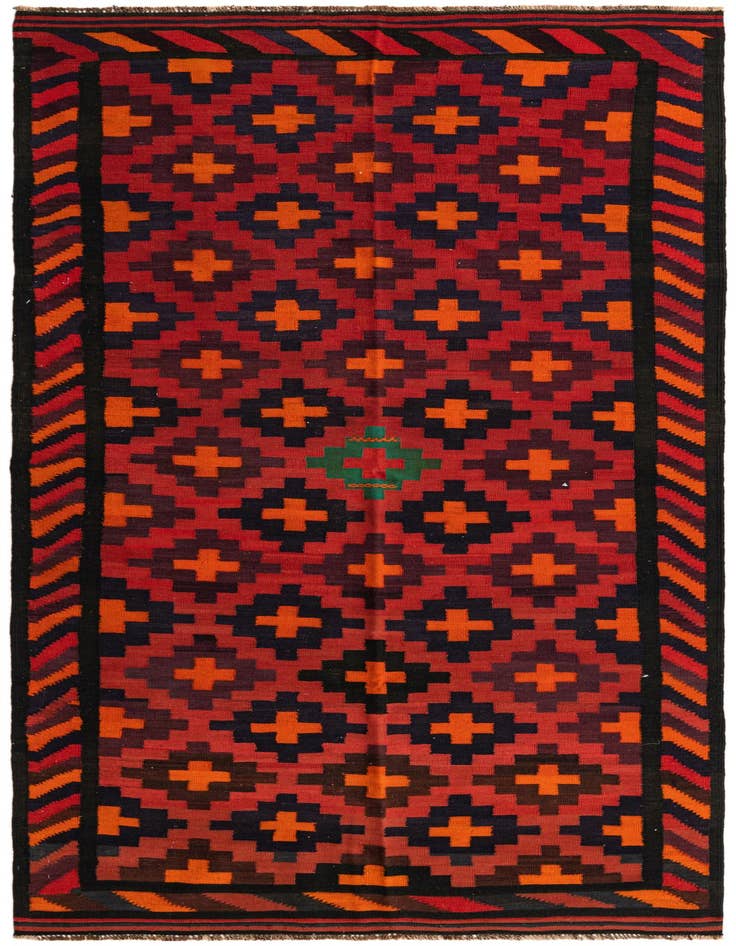 Detail image of 5' 7 x 11' 5 Hand Woven Kilim Fars Wool Runner Rug