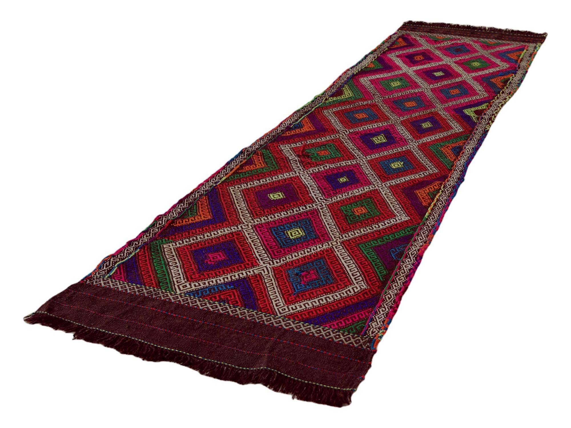 2' 5 x 10' 4 Hand Woven Kilim Fars Wool Runner Rug