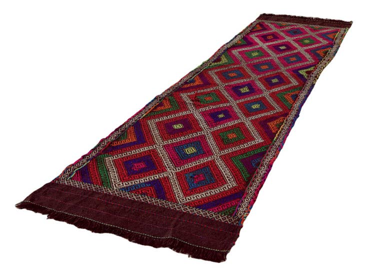 Detail image of 2' 5 x 10' 4 Hand Woven Kilim Fars Wool Runner Rug