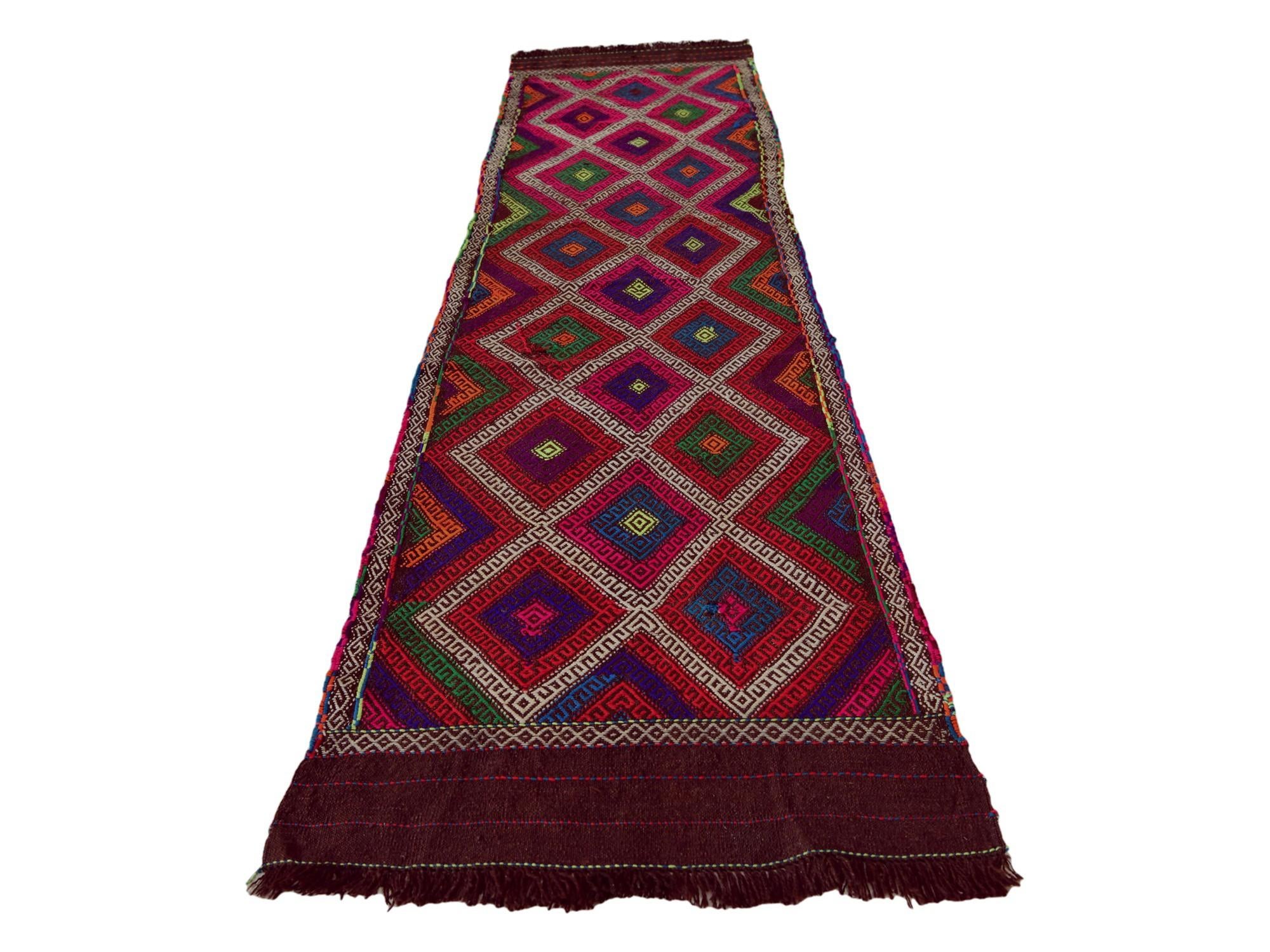 2' 5 x 10' 4 Hand Woven Kilim Fars Wool Runner Rug