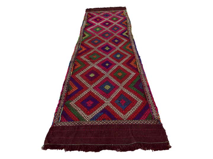 2' 5 x 10' 4 Hand Woven Kilim Fars Wool Runner Rug
