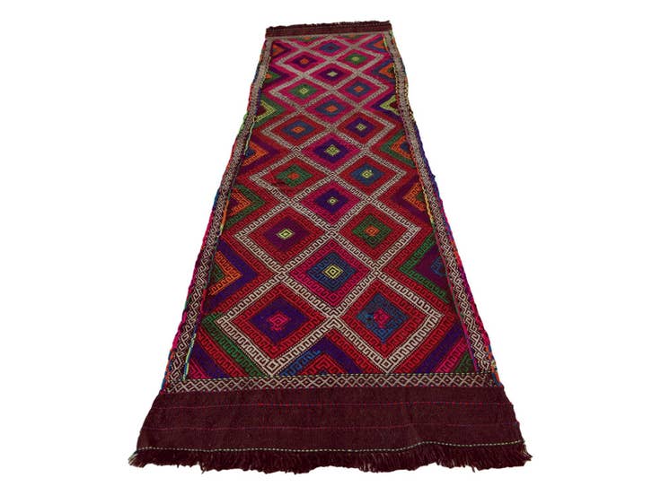 Detail image of 2' 5 x 10' 4 Hand Woven Kilim Fars Wool Runner Rug