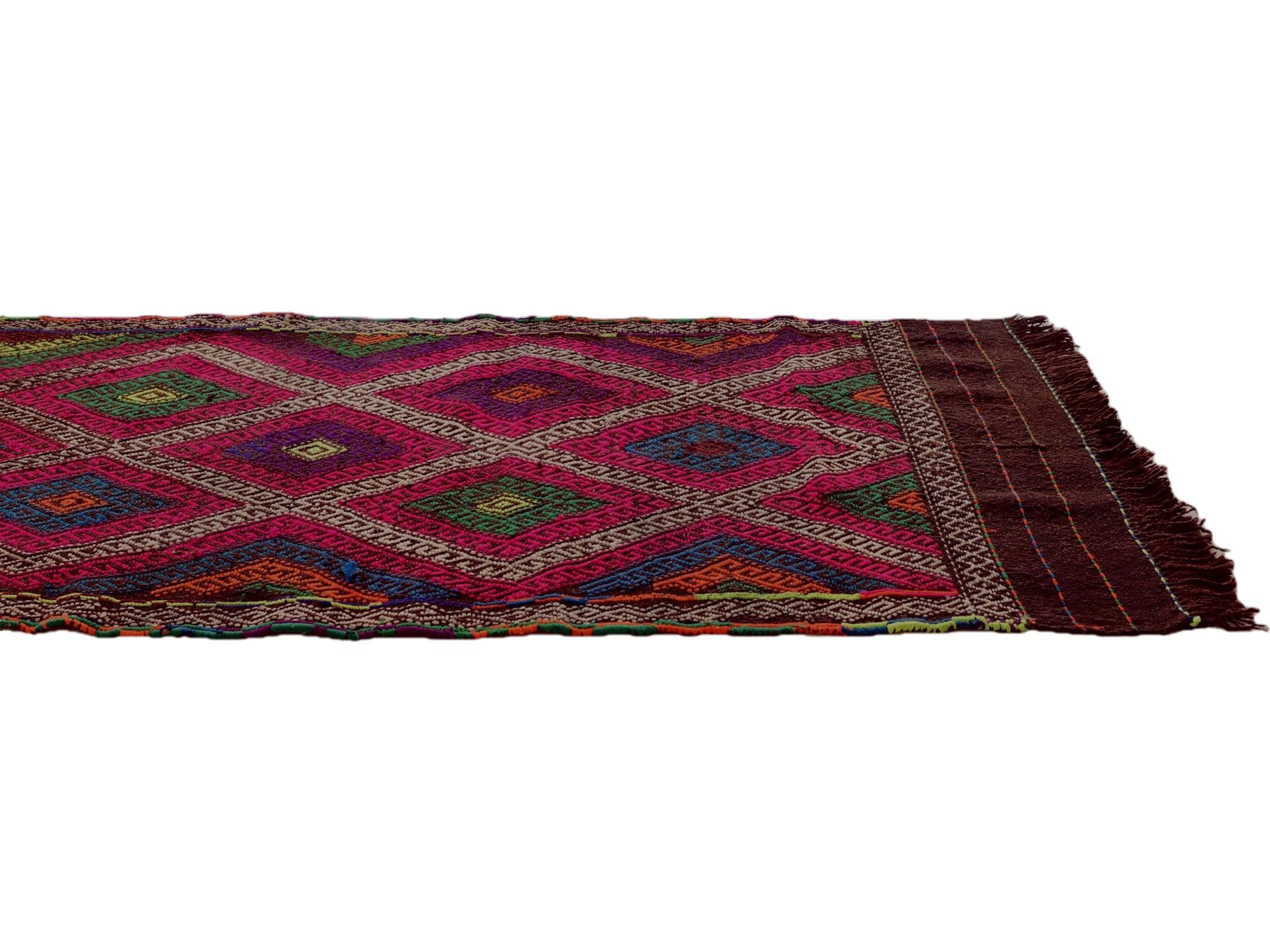 2' 5 x 10' 4 Hand Woven Kilim Fars Wool Runner Rug