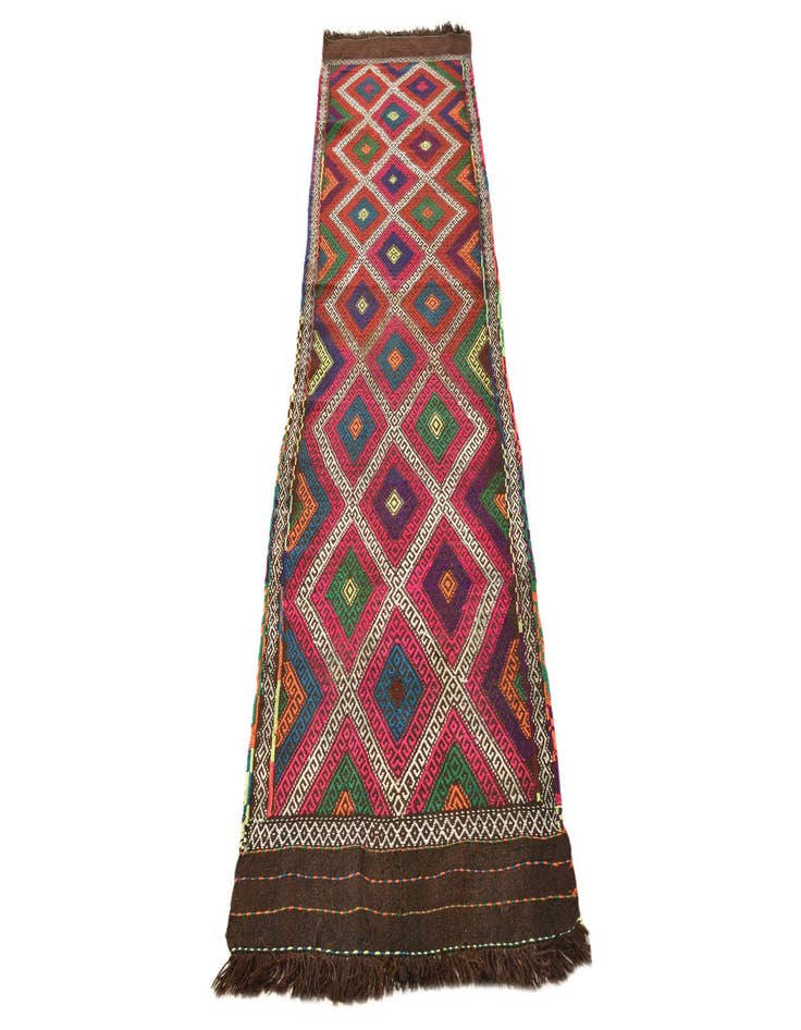 Detail image of 2' 5 x 10' 4 Hand Woven Kilim Fars Wool Runner Rug