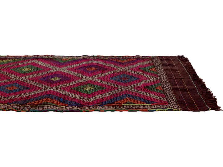 2' 5 x 10' 4 Hand Woven Kilim Fars Wool Runner Rug