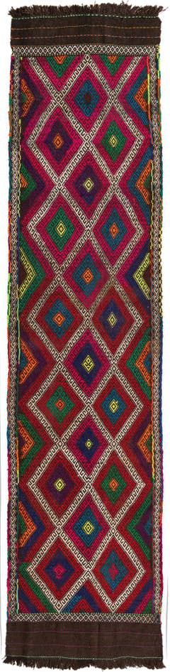 Detail image of 2' 5 x 10' 4 Hand Woven Kilim Fars Wool Runner Rug