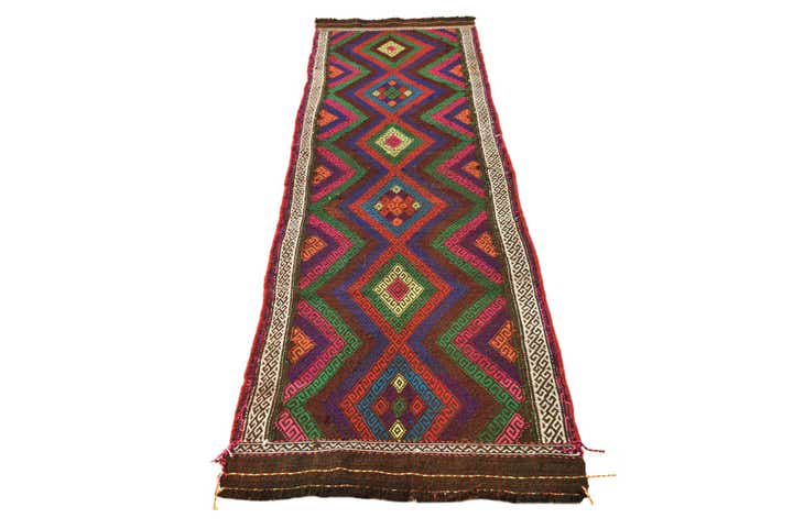 2' 4 x 8' 10 Hand Woven Kilim Fars Wool Runner Rug