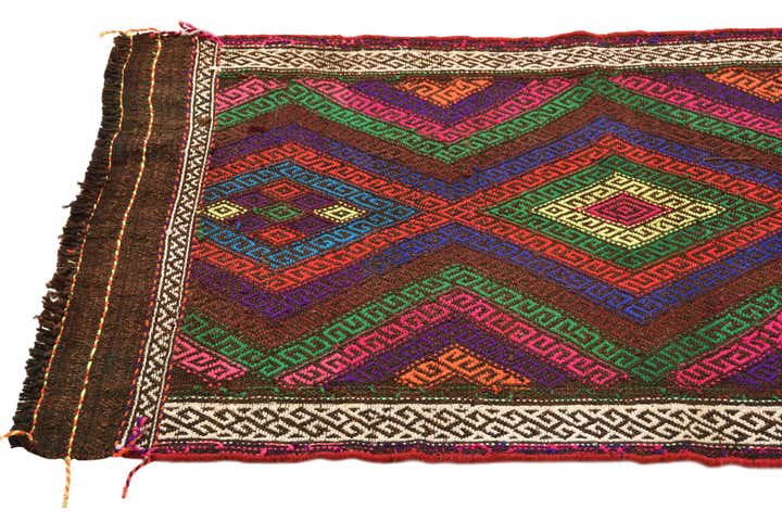 2' 4 x 8' 10 Hand Woven Kilim Fars Wool Runner Rug