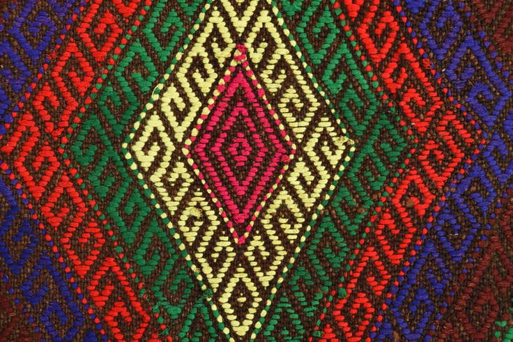 Detail image of 2' 4 x 8' 10 Hand Woven Kilim Fars Wool Runner Rug