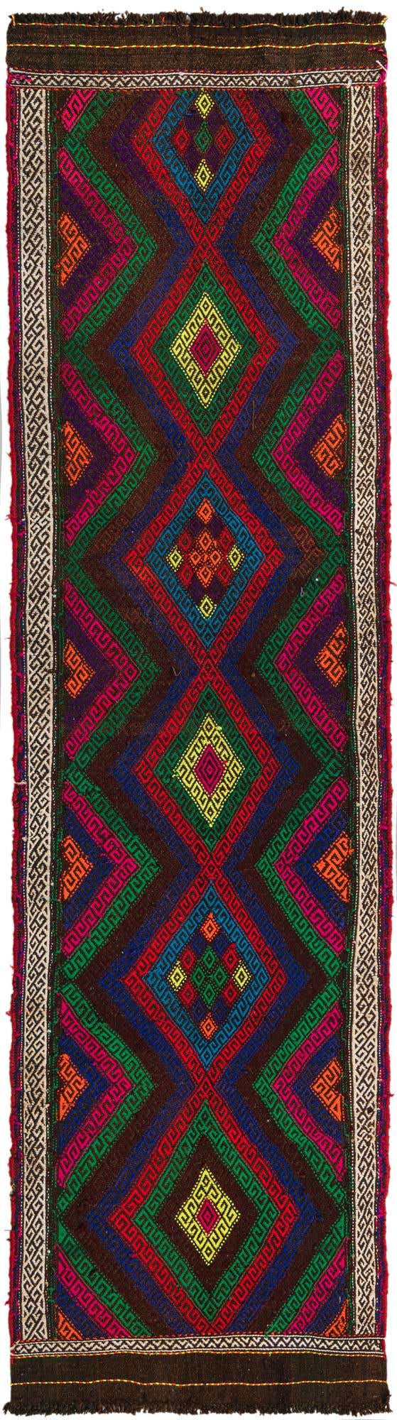 2' 4 x 8' 10 Hand Woven Kilim Fars Wool Runner Rug