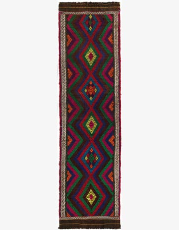 2' 4 x 8' 10 Hand Woven Kilim Fars Wool Runner Rug