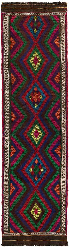 2' 4 x 8' 10 Hand Woven Kilim Fars Wool Runner Rug