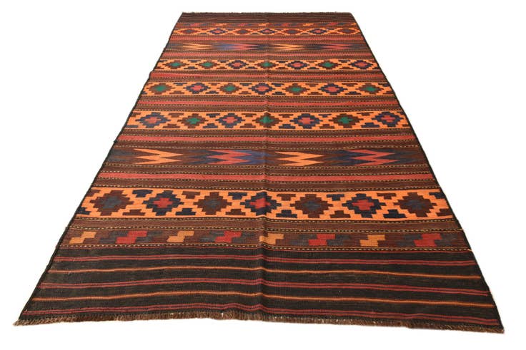 Detail image of 5' 4 x 11' 3 Hand Woven Kilim Fars Wool Runner Rug