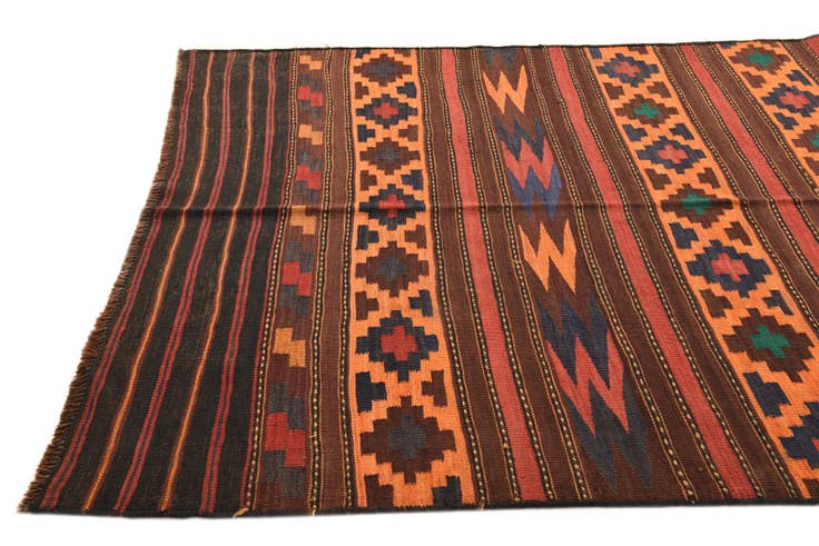 Detail image of 5' 4 x 11' 3 Hand Woven Kilim Fars Wool Runner Rug
