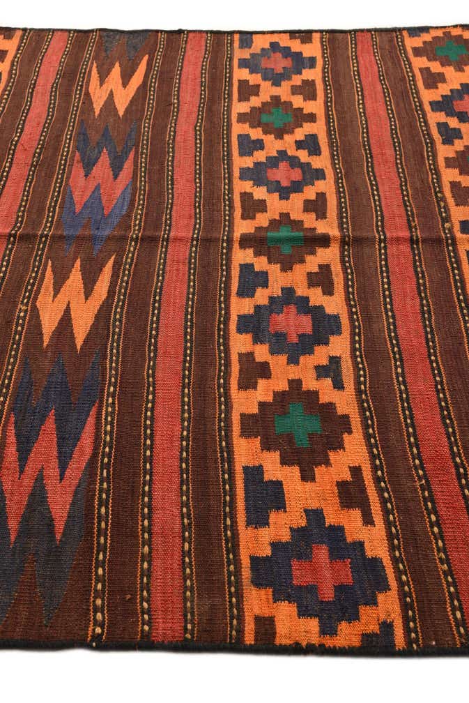 5' 4 x 11' 3 Hand Woven Kilim Fars Wool Runner Rug