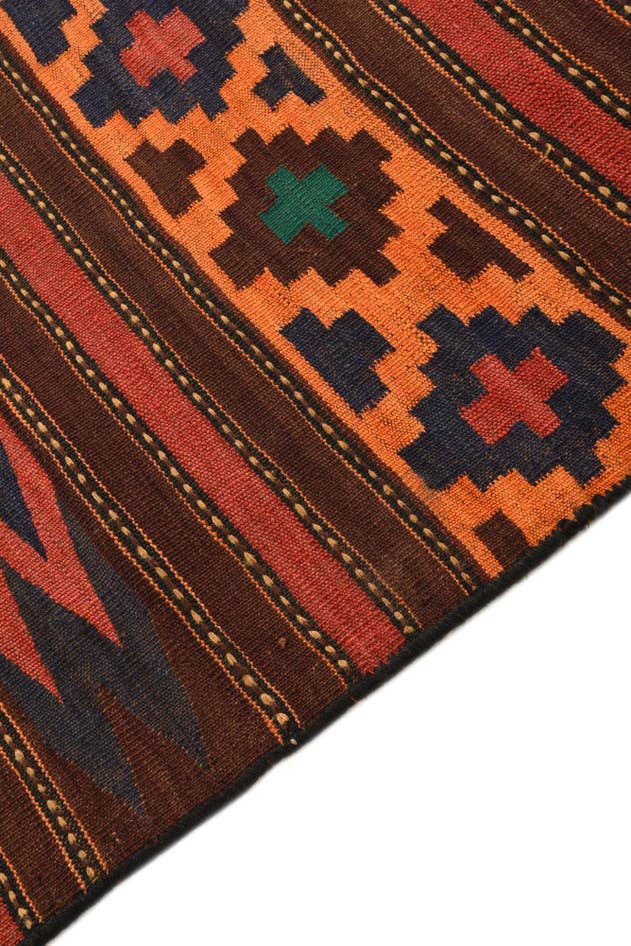 Detail image of 5' 4 x 11' 3 Hand Woven Kilim Fars Wool Runner Rug