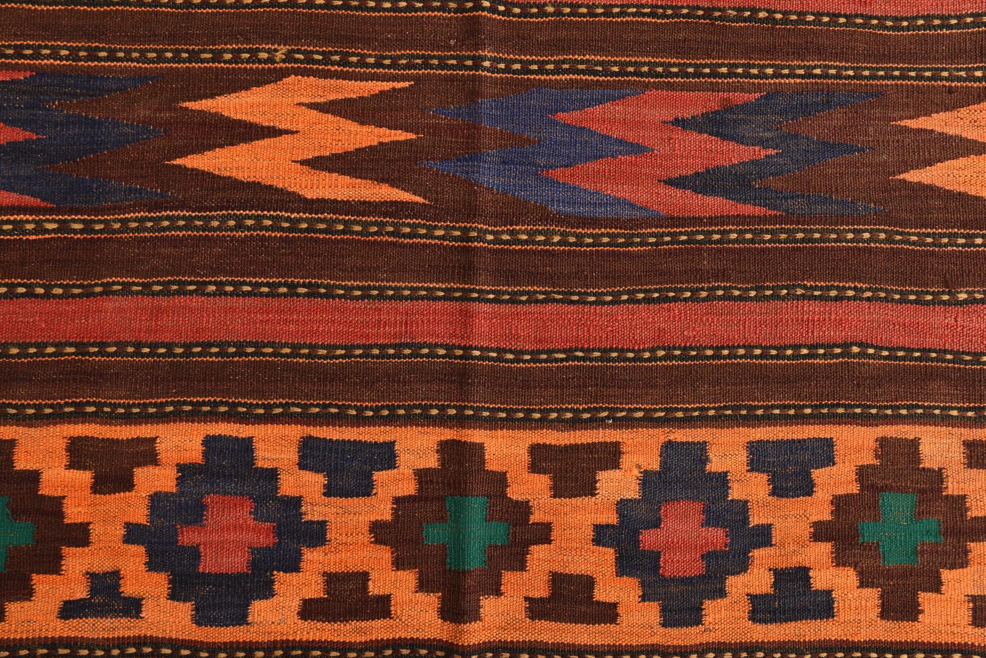 5' 4 x 11' 3 Hand Woven Kilim Fars Wool Runner Rug