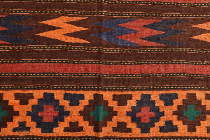 5' 4 x 11' 3 Hand Woven Kilim Fars Wool Runner Rug