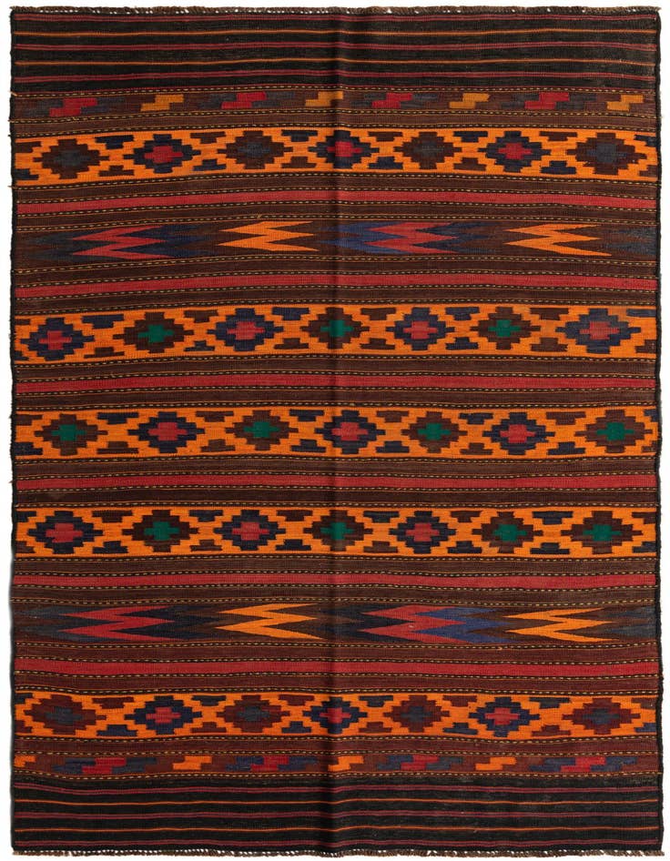 Detail image of 5' 4 x 11' 3 Hand Woven Kilim Fars Wool Runner Rug