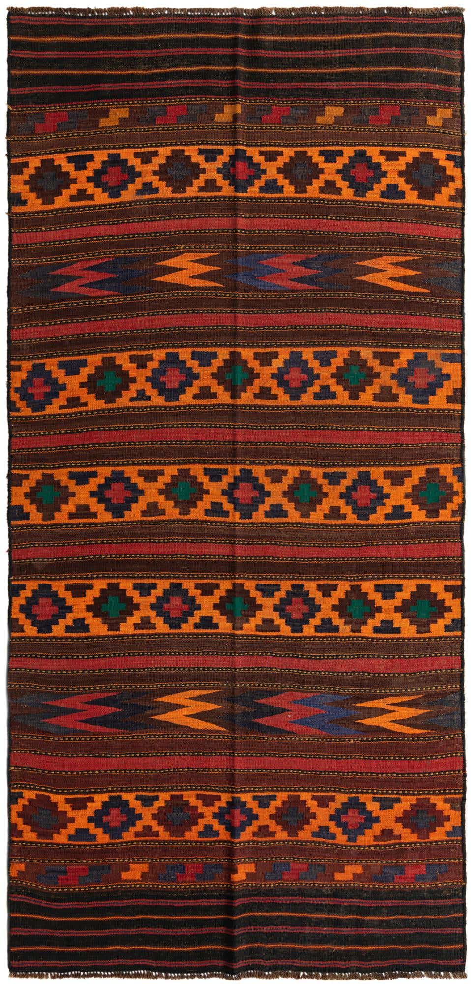 5' 4 x 11' 3 Hand Woven Kilim Fars Wool Runner Rug