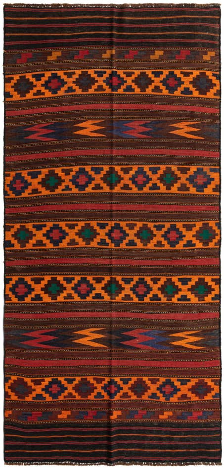Detail image of 5' 4 x 11' 3 Hand Woven Kilim Fars Wool Runner Rug