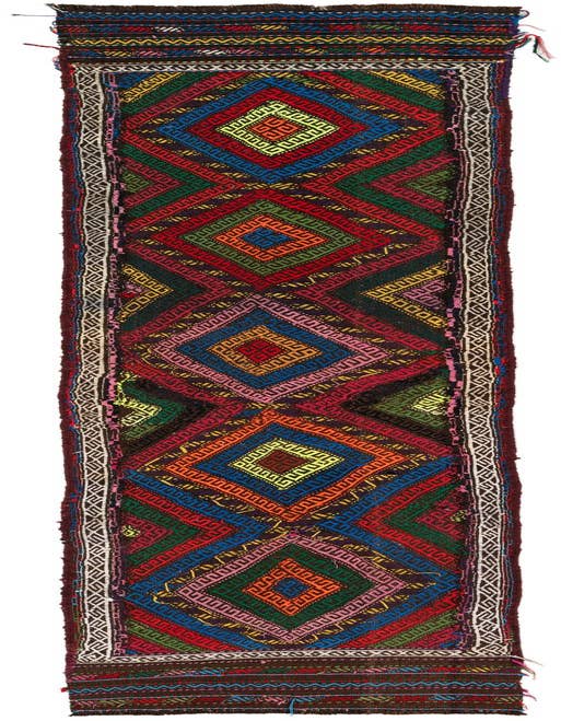 Detail image of 2' 2 x 9' 9 Hand Woven Kilim Fars Wool Runner Rug