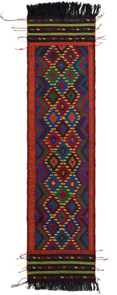 Detail image of 2' 5 x 9' 3 Hand Woven Kilim Fars Wool Runner Rug