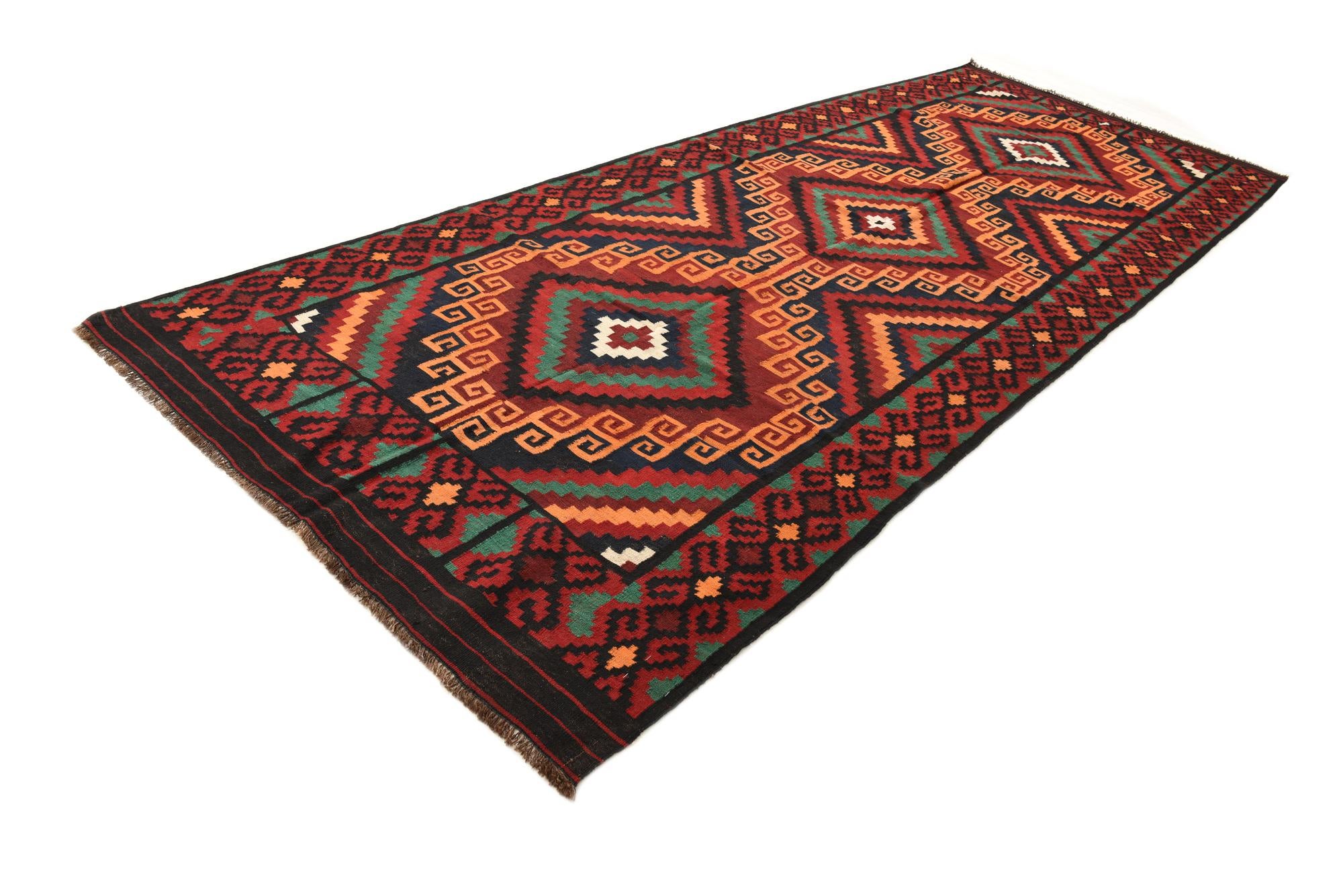 5' 5 x 14' 1 Hand Woven Kilim Fars Wool Runner Rug